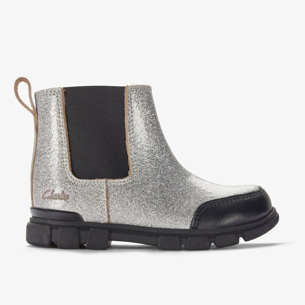 Evyn Chelsea Toddler Silver Patent | Clarks outlet - Kids
