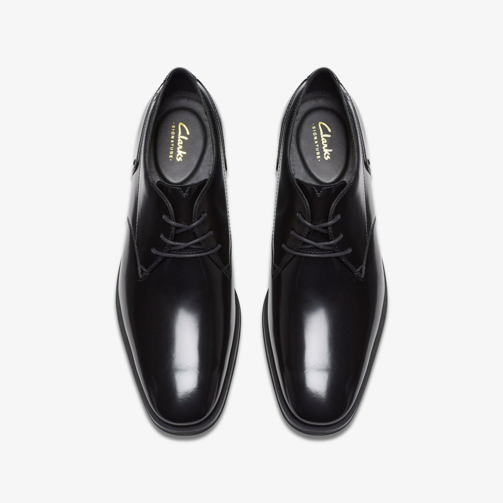 Paulton Lace Black Hi Shine Leather | Clarks on Sale - Men