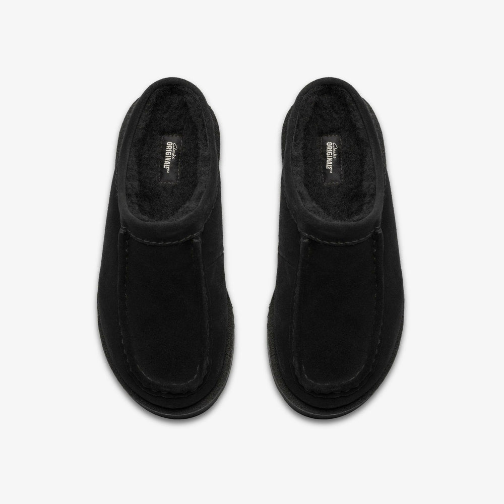 Meare Mule Black Suede Warmlined | Clarks online - Women