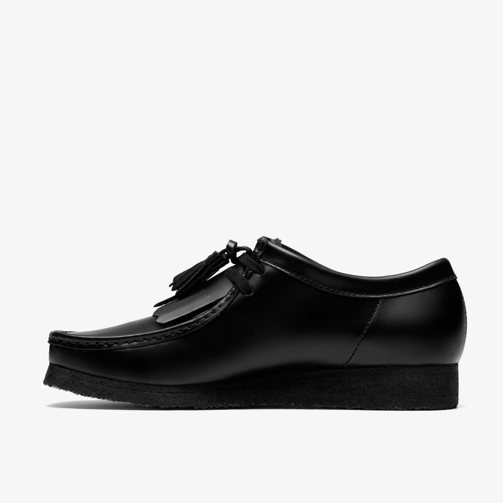 Wallabee Black Hi Shine Leather | Clarks outlet - Men