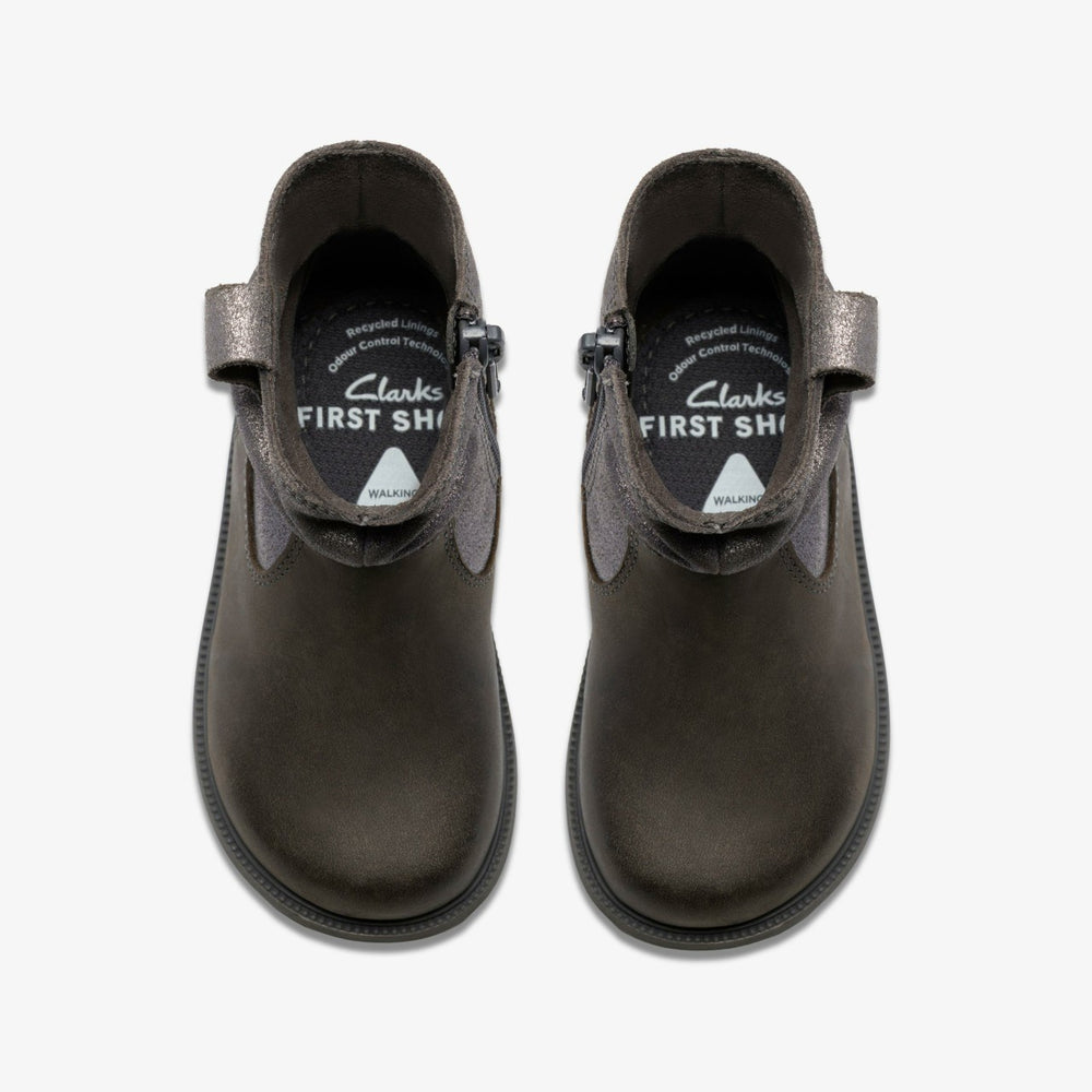Oaklyn Top Toddler Pewter Suede | Clarks outlet - Kids