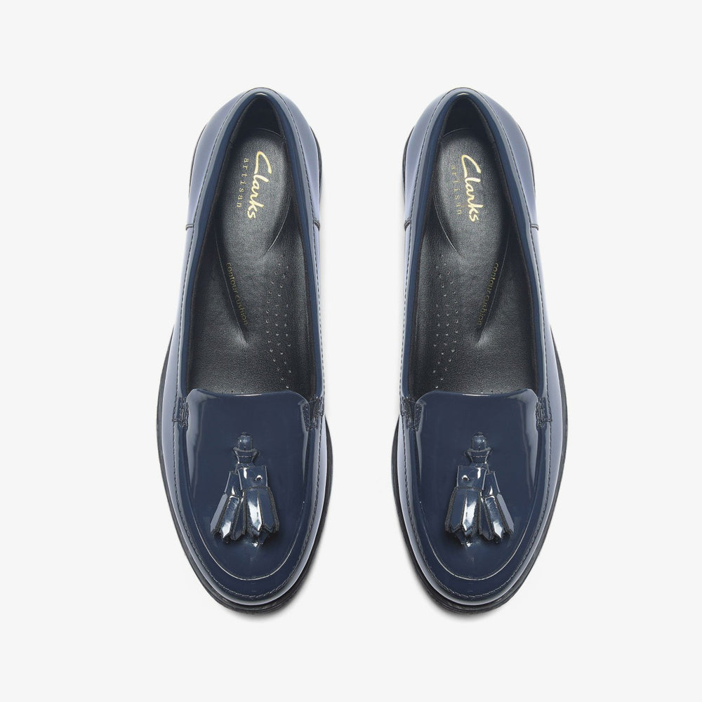 Havisham Edge Loafer Navy Patent | Clarks on Sale - Women