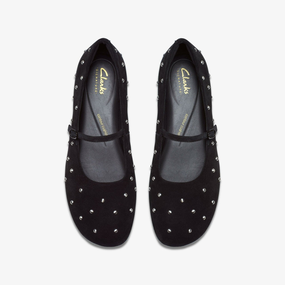 Livia Stud Black Suede | Clarks for sale - Women