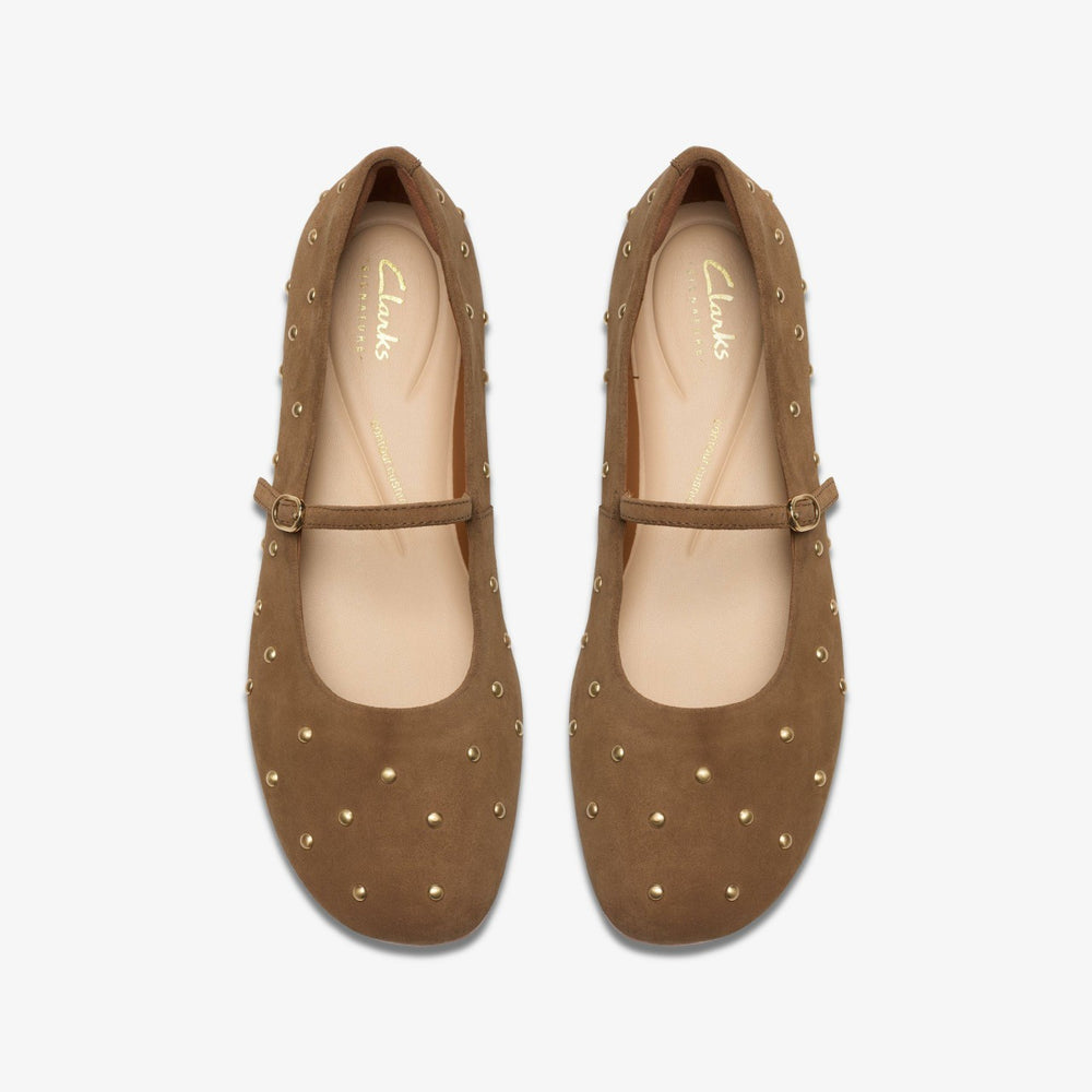 Livia Stud Walnut Suede | Clarks Sale - Women