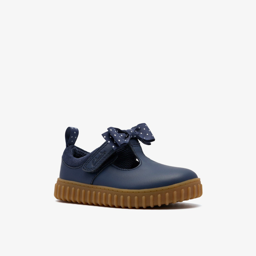 Cove Bow Toddler Navy Leather | Clarks online - Kids