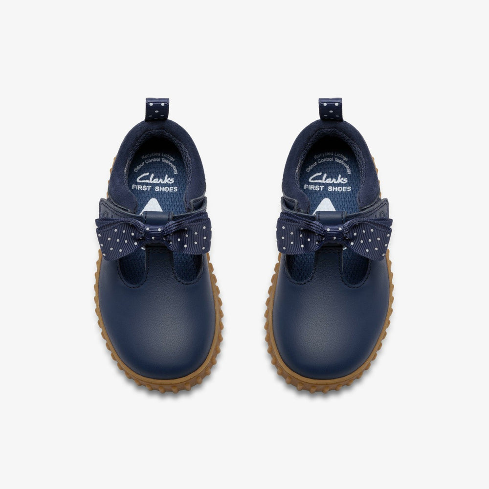 Cove Bow Toddler Navy Leather | Clarks online - Kids