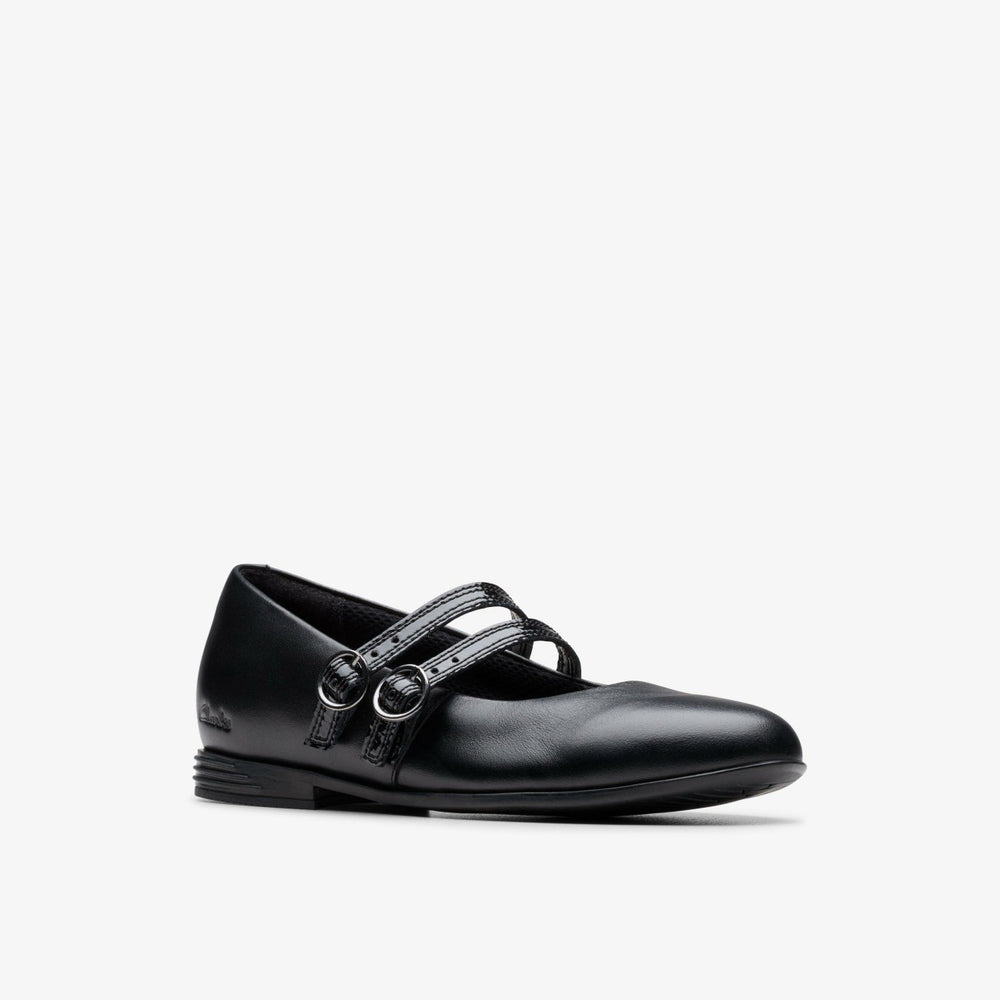 Finja Bar Older Black Leather | Clarks on Sale - Kids