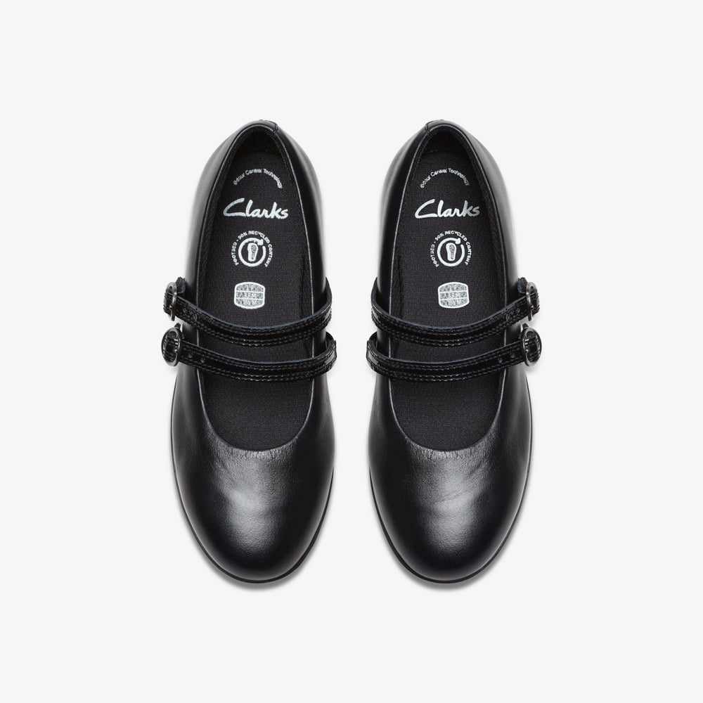 Finja Bar Older Black Leather | Clarks on Sale - Kids