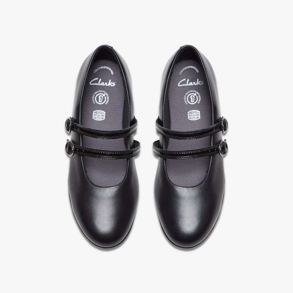 Finja Bar Youth Black Leather | Clarks for sale - Kids