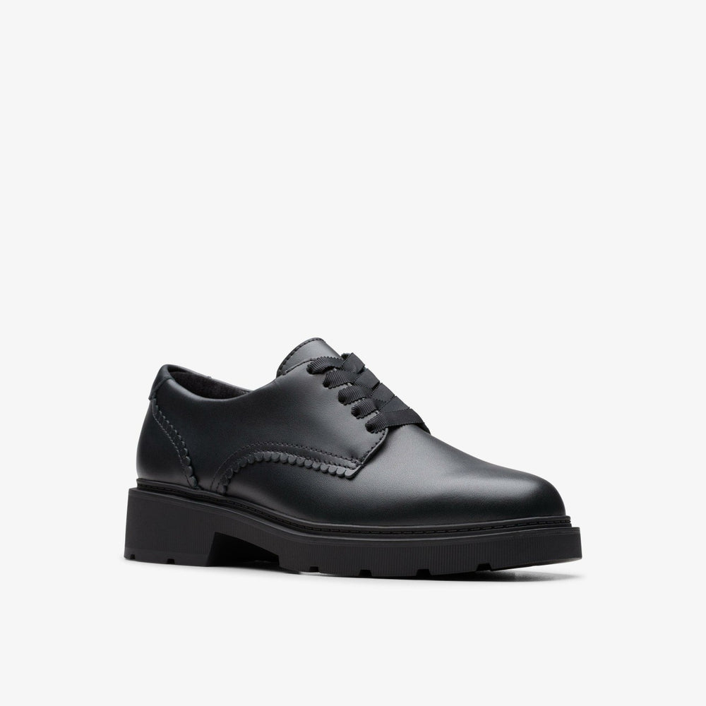 Eris Pure Youth Black Leather | Clarks outlet - Kids