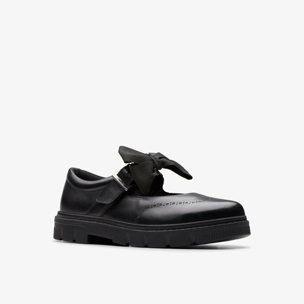 Lorcam Jane Youth Black Leather | Clarks for sale - Kids