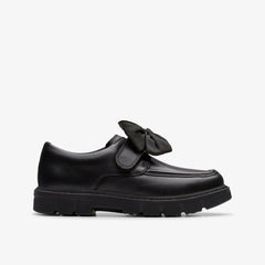 Lorcam Bow Kid Black Leather | Clarks for sale - Kids