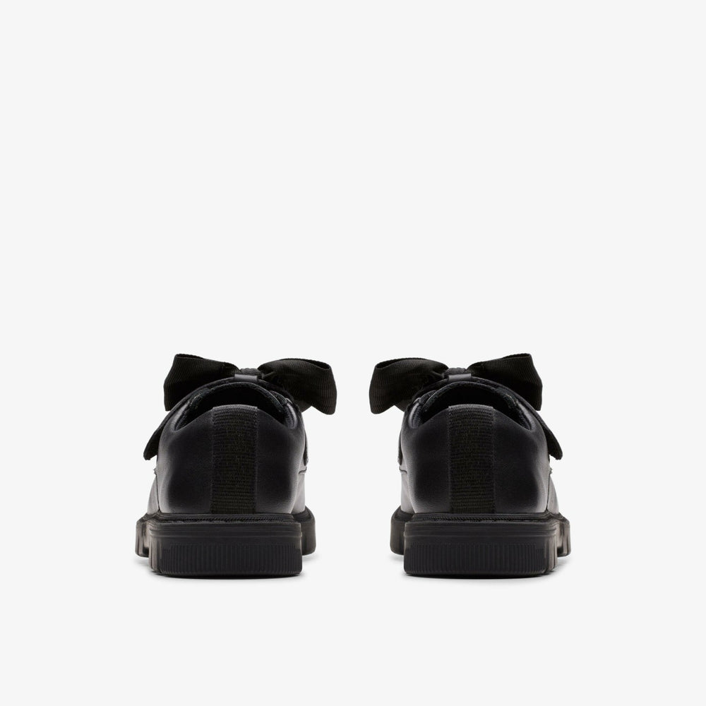 Lorcam Bow Kid Black Leather | Clarks for sale - Kids