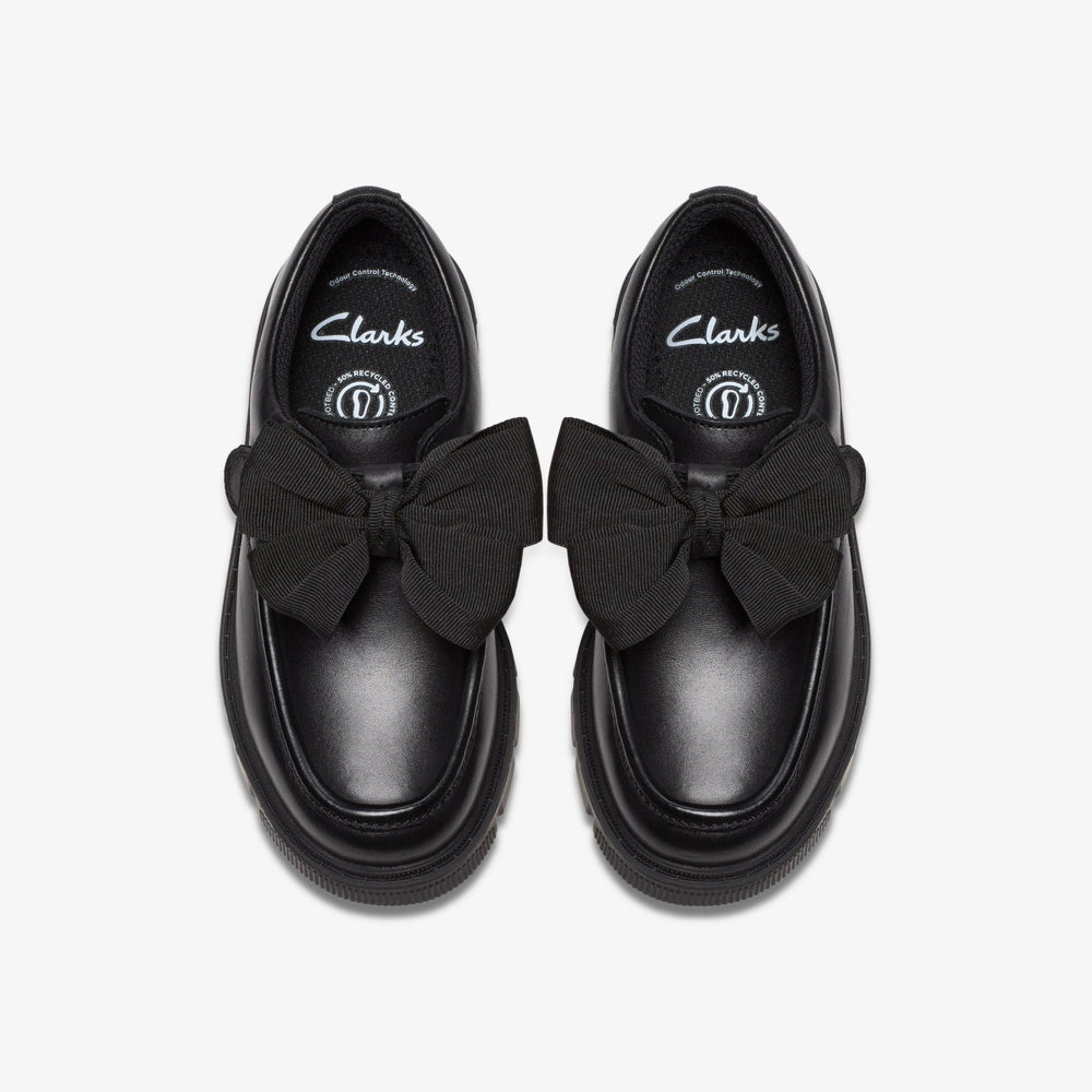 Lorcam Bow Kid Black Leather | Clarks for sale - Kids