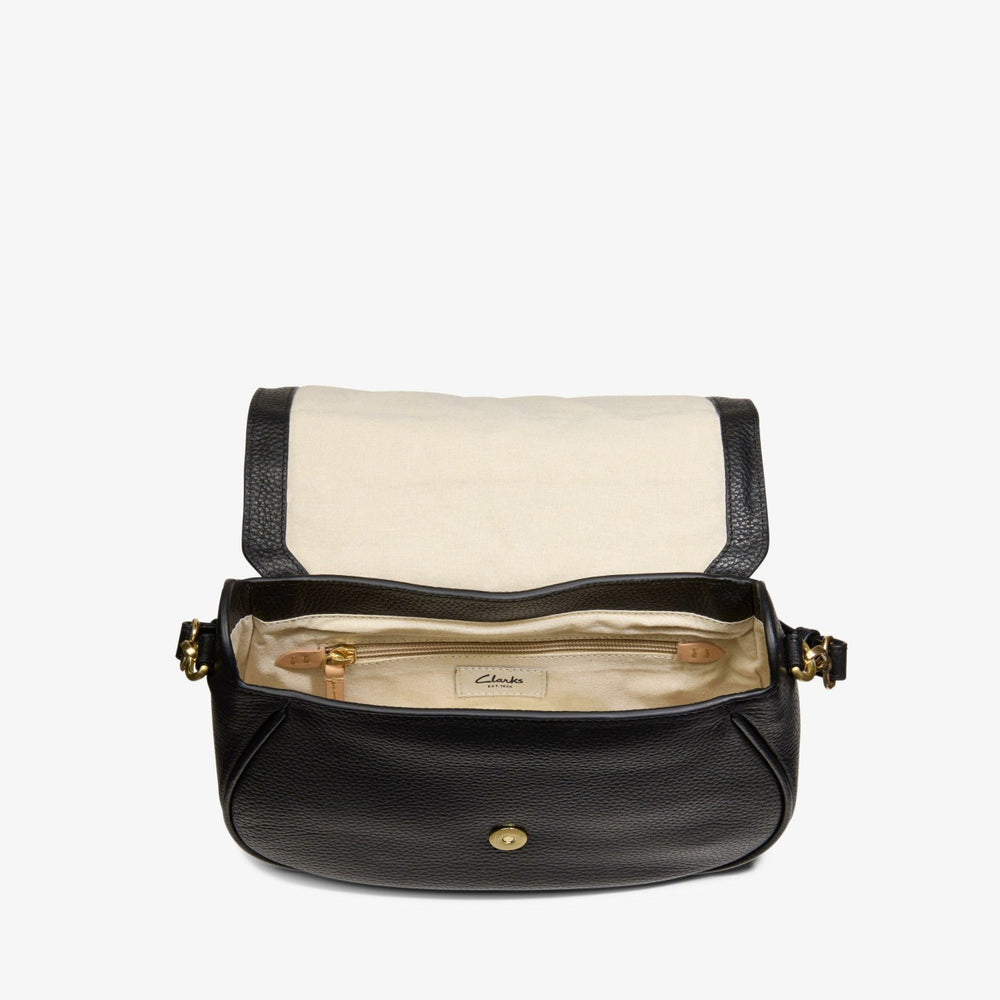Utility Saddle Black Leather | Clarks on Sale - Women