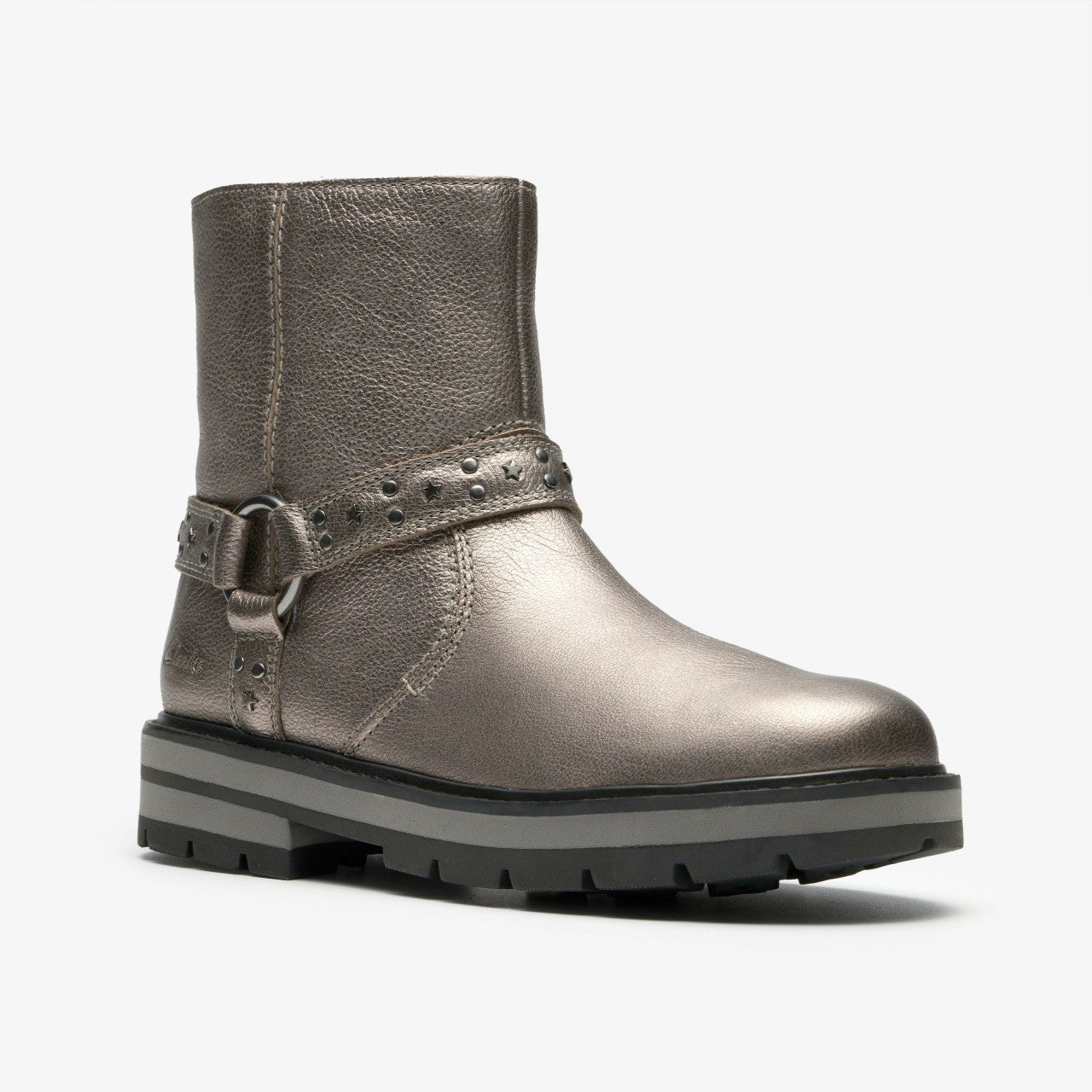 Prague Shine Kid Pewter Metallic | Clarks discount - Kids