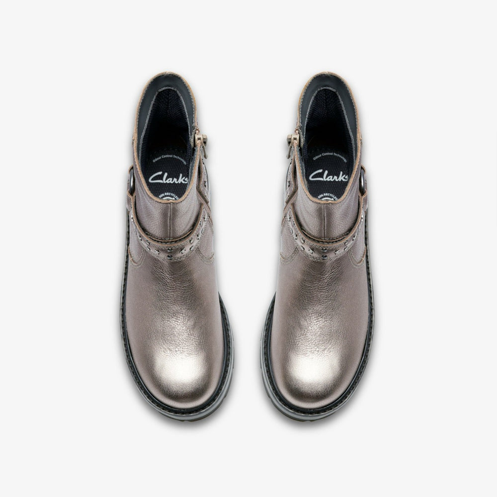 Prague Shine Kid Pewter Metallic | Clarks discount - Kids