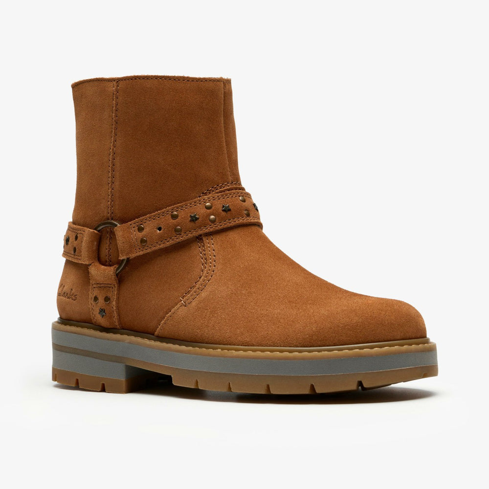 Prague Shine Kid Tan Suede | Clarks outlet - Kids