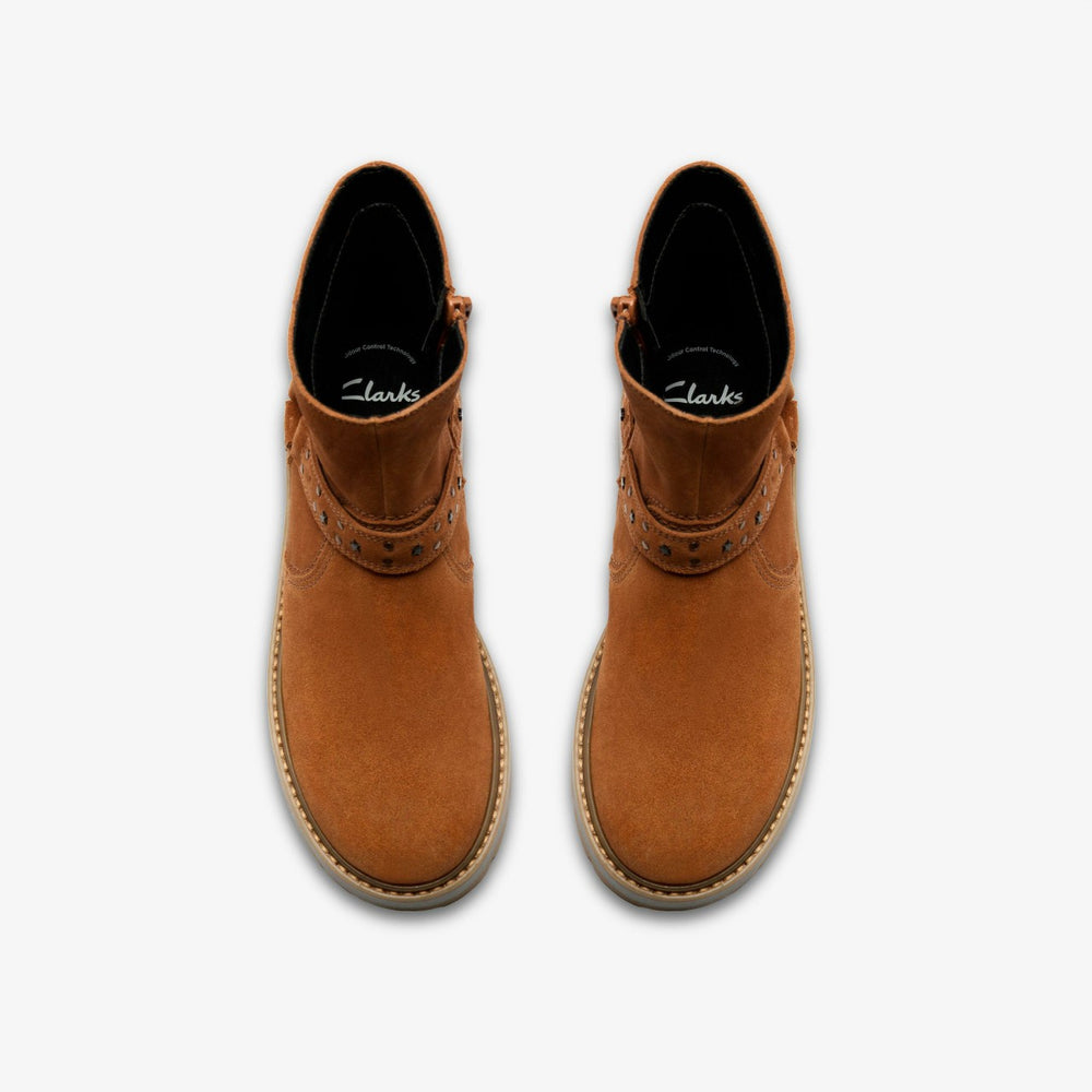Prague Shine Kid Tan Suede | Clarks outlet - Kids