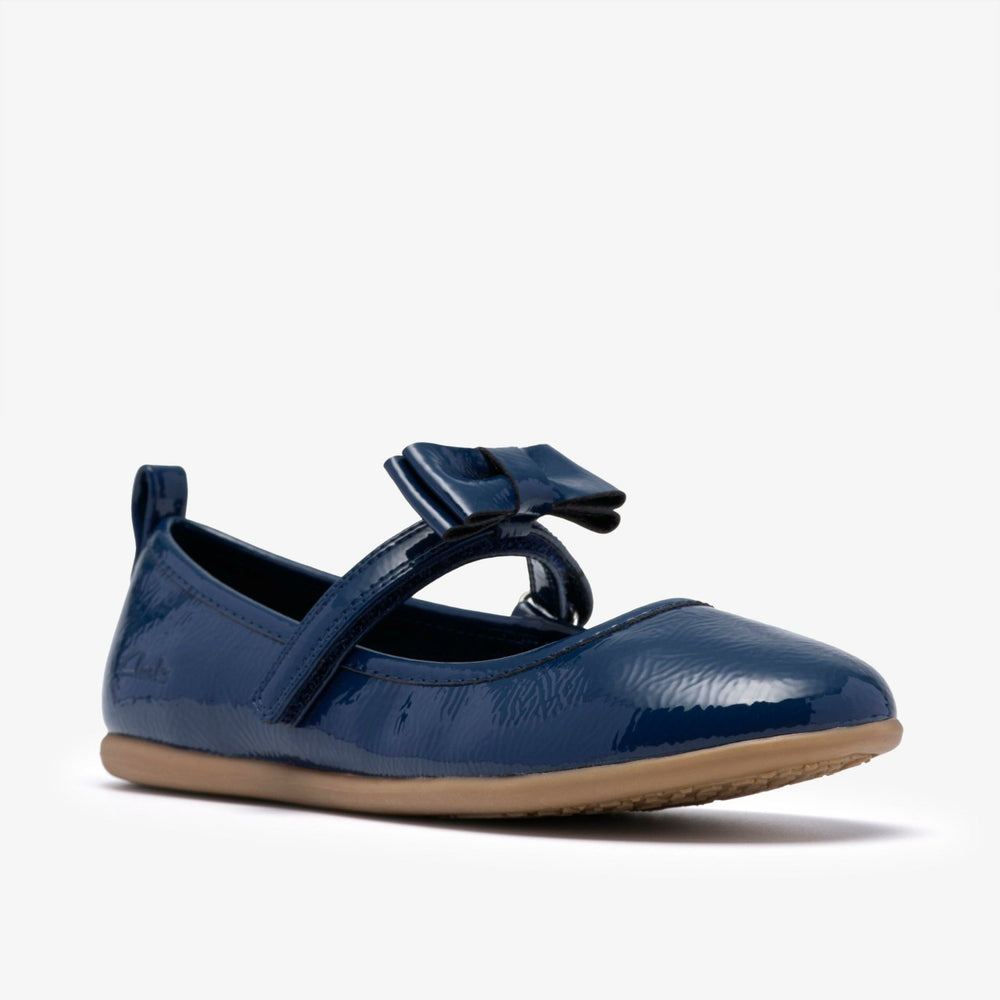 Charm Bow Kid Navy Patent | Clarks on Sale - Kids