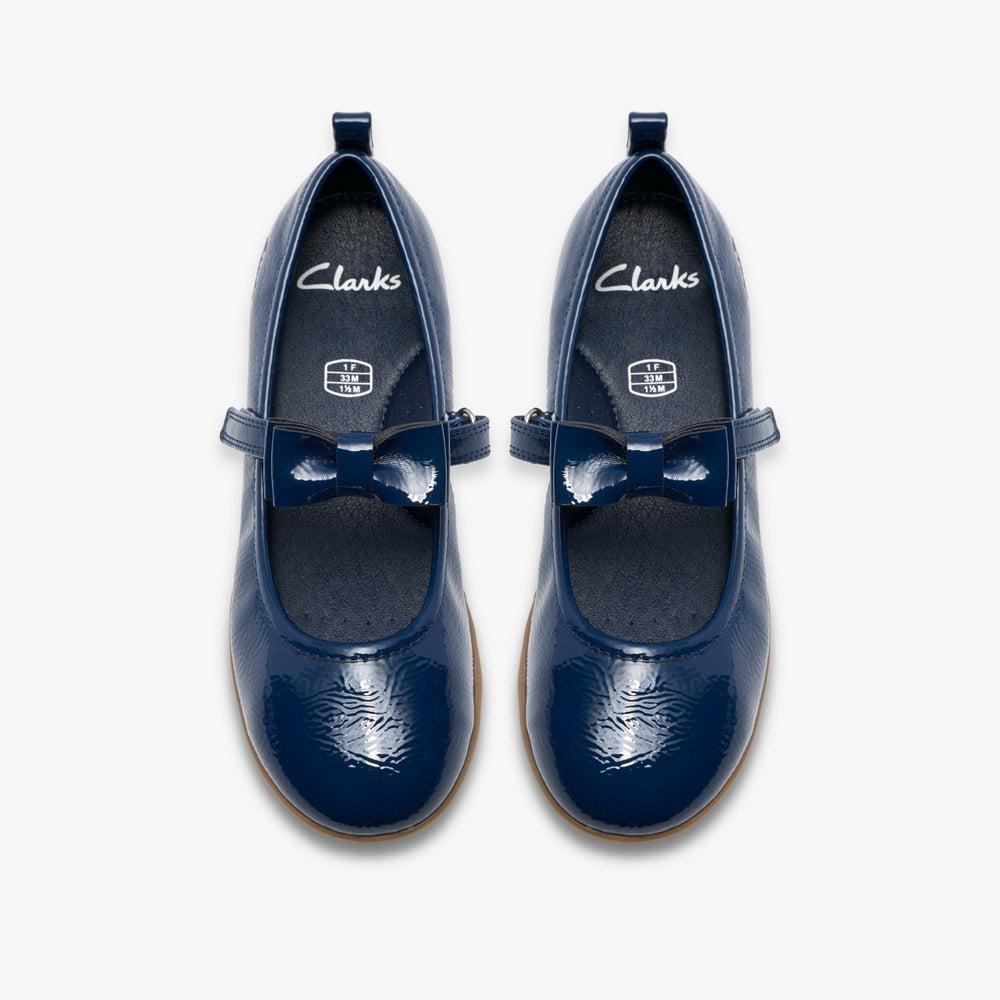 Charm Bow Kid Navy Patent | Clarks on Sale - Kids